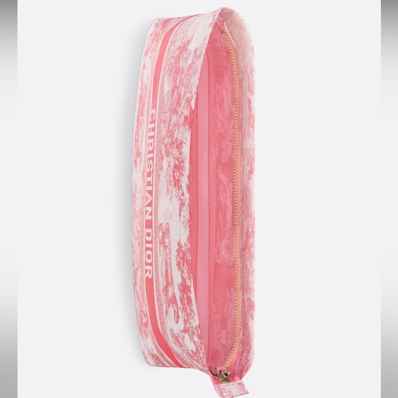 Dioriviera Dior l Toile De Jouy Travel Zipped Pouch Candy Pink Technical Fabric - Picture 11 of 12